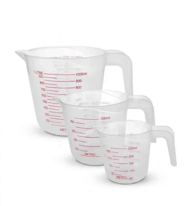 Juego de Tazas Medidoras de Plástico 1L, 500ml, 250ml 020-001-046 | Travessa