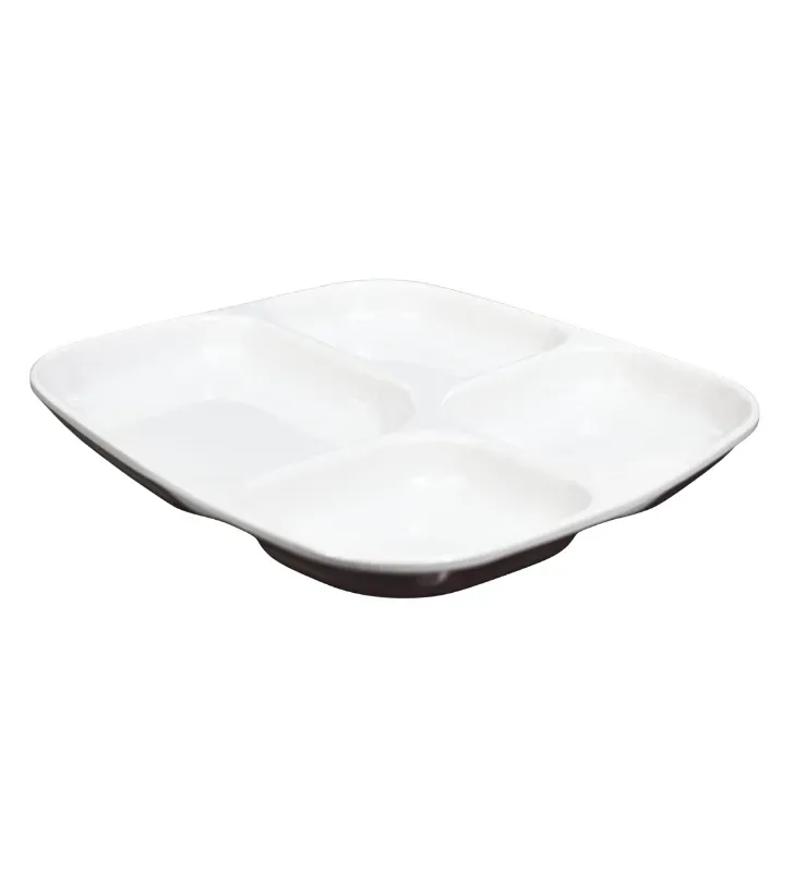 Plato Cuadrado 4 Divisiones Melamina Blanca | Távola 86870