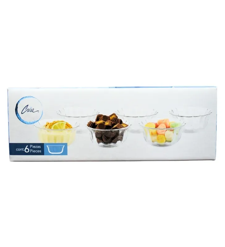 Juego de 6 Tazones Multiusos de Vidrio 148 ml 5336 | Crisa