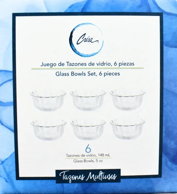 Juego de 6 Tazones Multiusos de Vidrio 148 ml 5336 | Crisa