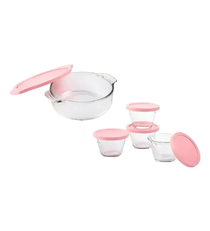 Juego para Hornear Vidrio 10 Pzs Tapas Rosas E312 | Pyr-O-Rey