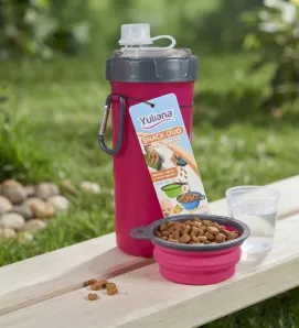 Cilindro Mascota Snack Duo 355ml con Tazón R7-90300 | Yuliana