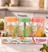 Set Botanic Decorado 3 Tarros Vidrio 370ml con Cuchara Y-90034 | Yuliana