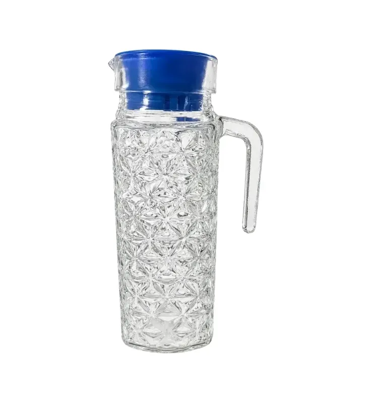 Jarra de Vidrio Labrado 1.1L con Tapa Azul 025-002-011 | Travessa