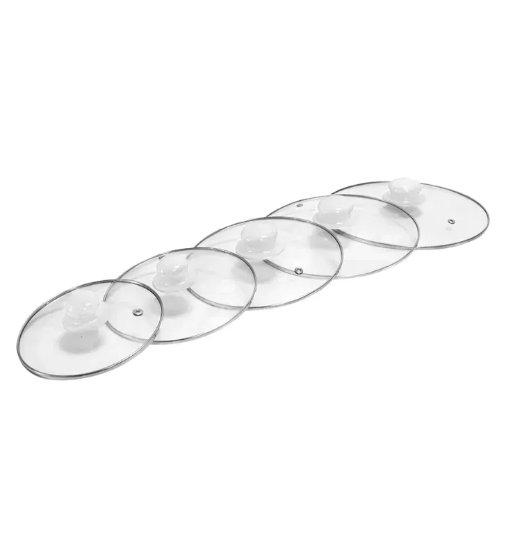 Set de 5 Ollas de Peltre con Tapa de Vidrio 16-24 cm 043-037-004 | Travessa