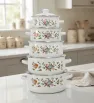 Set de 5 Ollas de Peltre con Tapa de Vidrio 16-24 cm 043-037-004 | Travessa