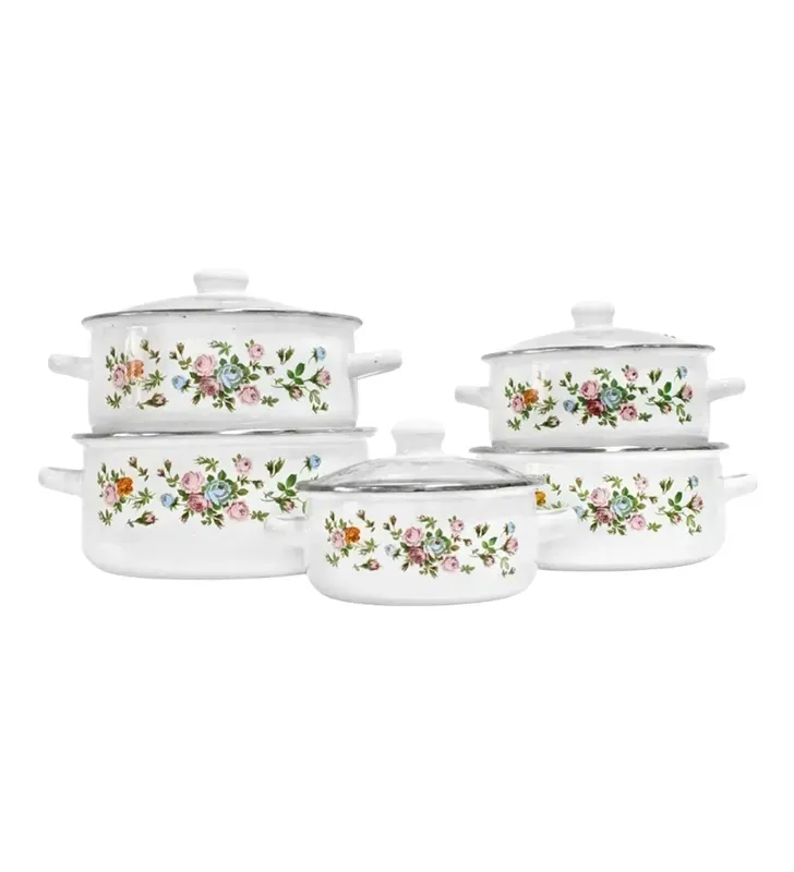 Set de 5 Ollas de Peltre con Tapa de Vidrio 16-24 cm 043-037-004 | Travessa