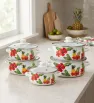 Set de 5 Ollas de Peltre Tapa Cristal Diseño Piñas 043-041-003 | Travessa