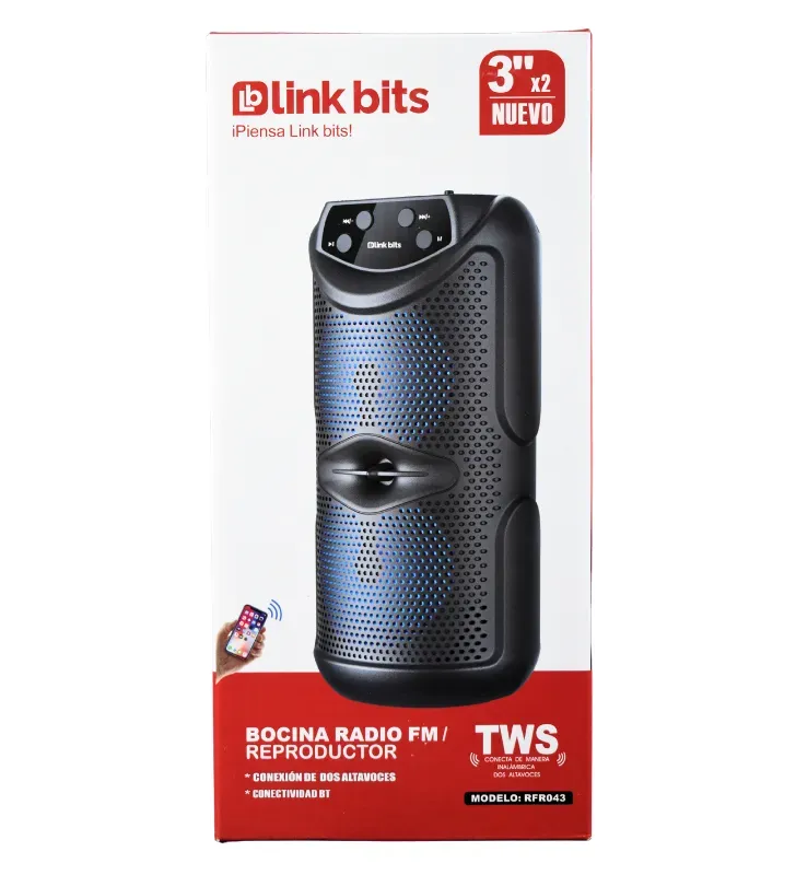 Bocina Bluetooth Doble Altavoz 3"x2 10W VB347T RFR043 | Link Bits