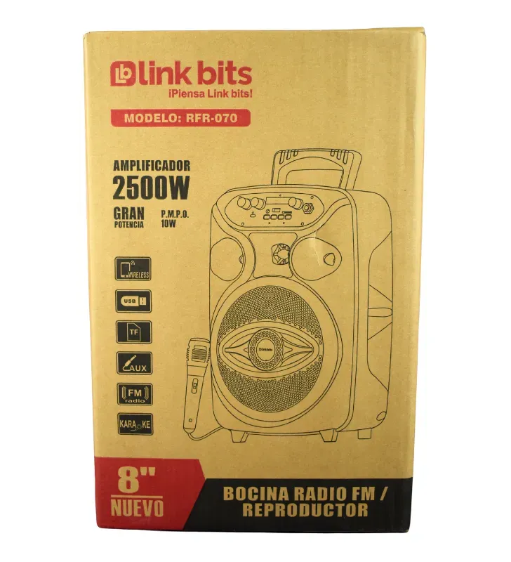 Bafle Bluetooth 8" 2500W PMPO Karaoke Micrófono SA8058T | Link Bits