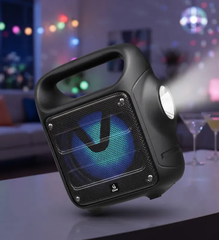 Bocina Bluetooth Portátil 4" con Linterna y Micrófono S-10414 | AEK Cyber