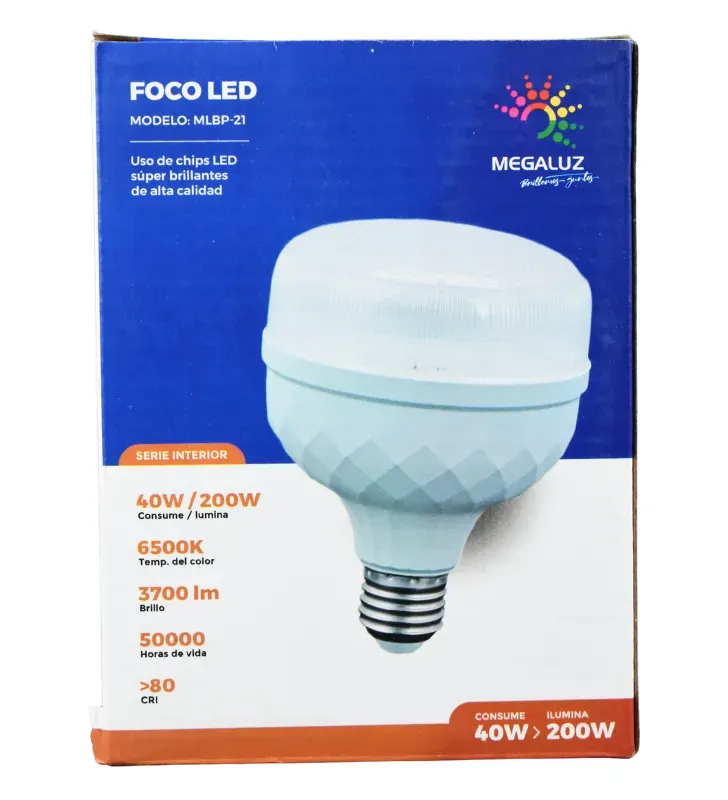 Foco LED 40W (Equivalente 200W) 3700 Lúmenes 6500K S58W40 | Megaluz