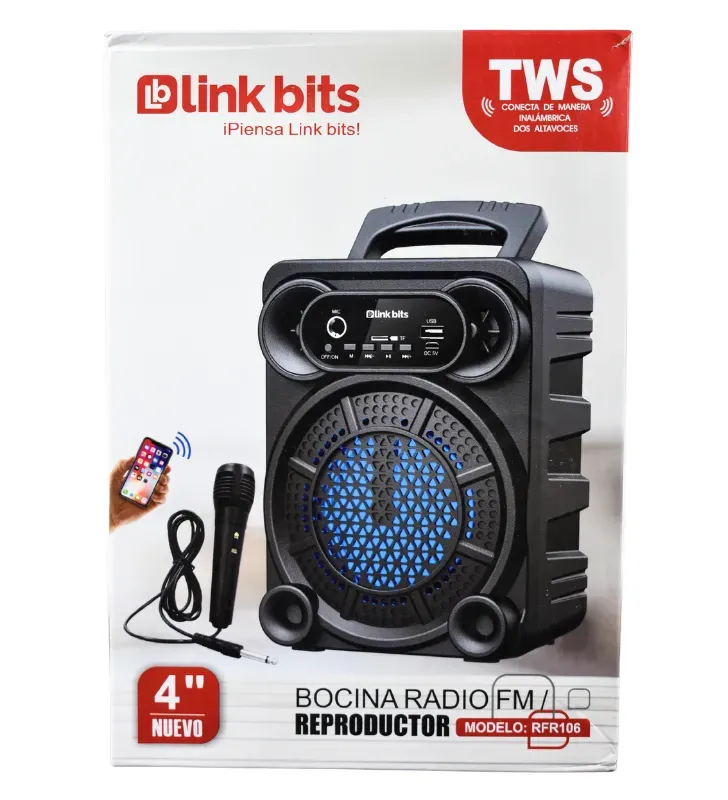 Bocina Bluetooth Portátil 4" 5W Karaoke Micrófono SA428T RFR106 | Link Bits