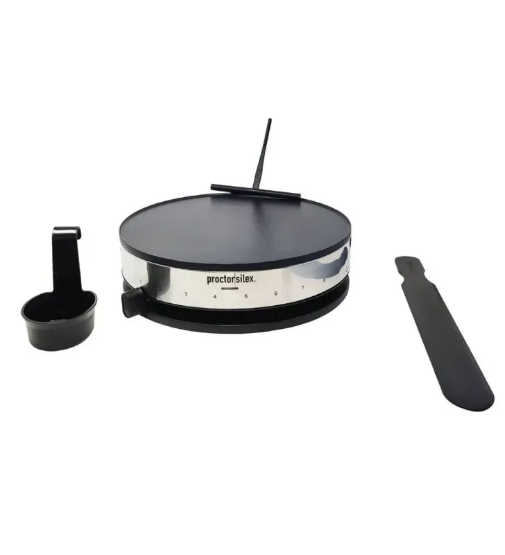 Crepera eléctrica Proctor Silex 38400 | Placa 13″ antiadherente, 8 calorías