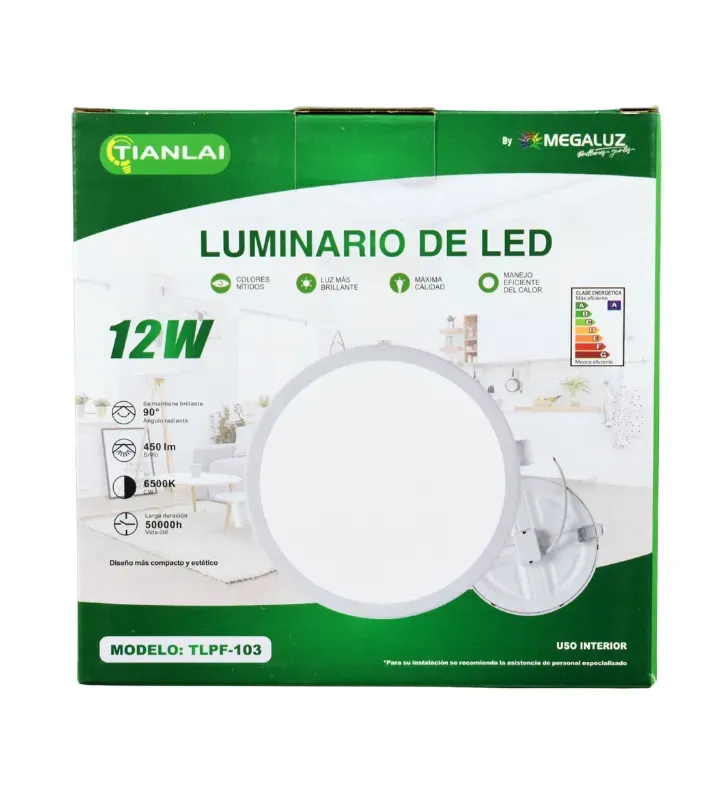 Luminario LED Empotrable 12W 6500K Luz Fría S76W12 | Tianlai Megaluz