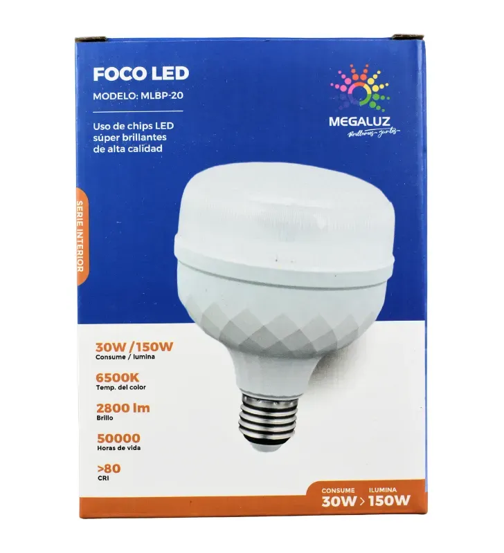 Foco LED 30W (Equivalente 150W) 2800 Lúmenes 6500K S58W30 | Megaluz