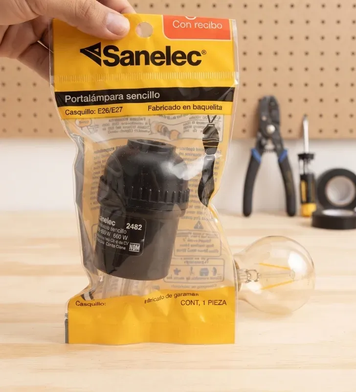 Portalámpara Sencillo de Baquelita Negra E26/E27 660W 2482 | Sanelec