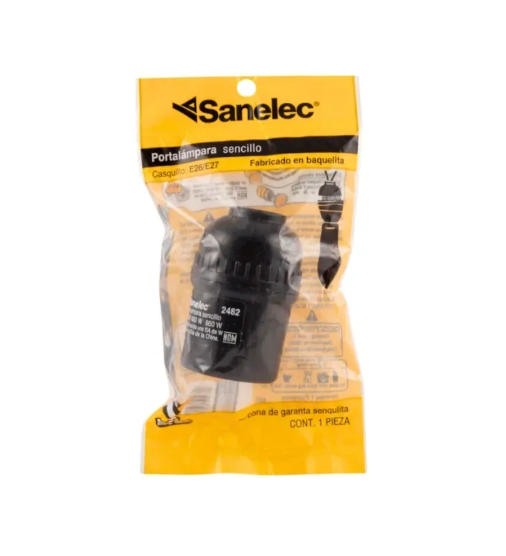 Portalámpara Sencillo de Baquelita Negra E26/E27 660W 2482 | Sanelec