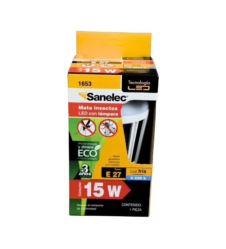 Foco Mata Insectos LED con Lámpara 15W Luz Fría 6500K 1653 | Sanelec