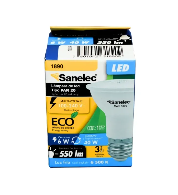 Lámpara LED Tipo PAR 20 6W (Equivalente 40W) 550 lm 1890 | Sanelec