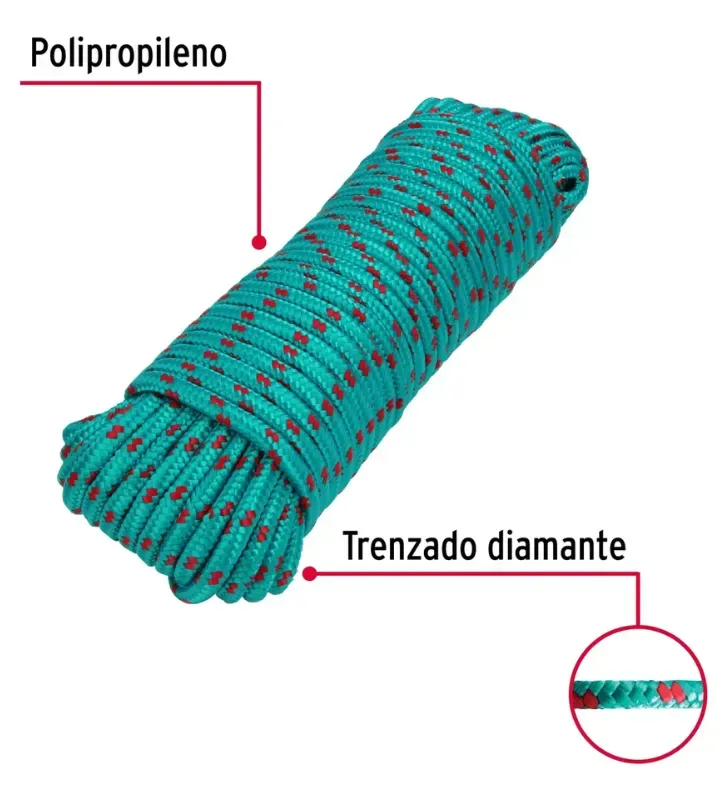 Cuerda Trenzada Diamante 8mm, 15m Alta Resistencia 7270 | Santul