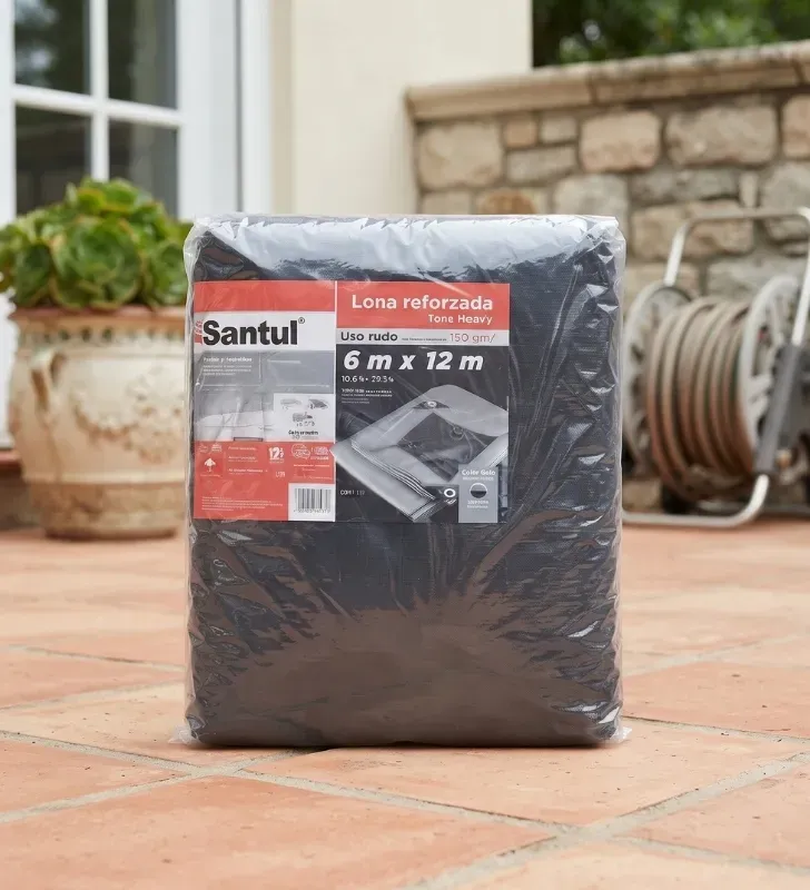 Lona Reforzada Uso Rudo 6 * 12 m Gris/Negro | Santul