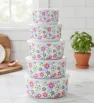 Juego de 5 Mixing Bowls de Melamina con Tapa Floral 003-078-003 | Travessa
