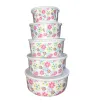 Juego de 5 Mixing Bowls de Melamina con Tapa Floral 003-078-003 | Travessa
