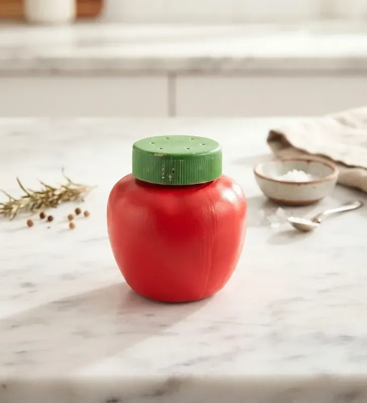 Salero en Forma de Jitomate de Plástico Rojo/Verde | PG Plagol