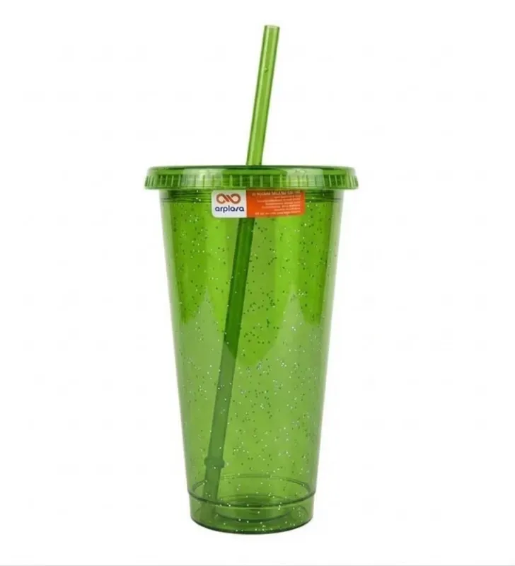 Vaso Star Plástico con Tapa y Popote Morado – Arplasa