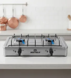 Parrilla de Gas 2 Quemadores Acero Inoxidable 23451 | BESTHELG
