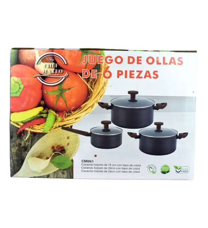 Juego de Ollas 6 Piezas Negro CM061N | Yudha¿