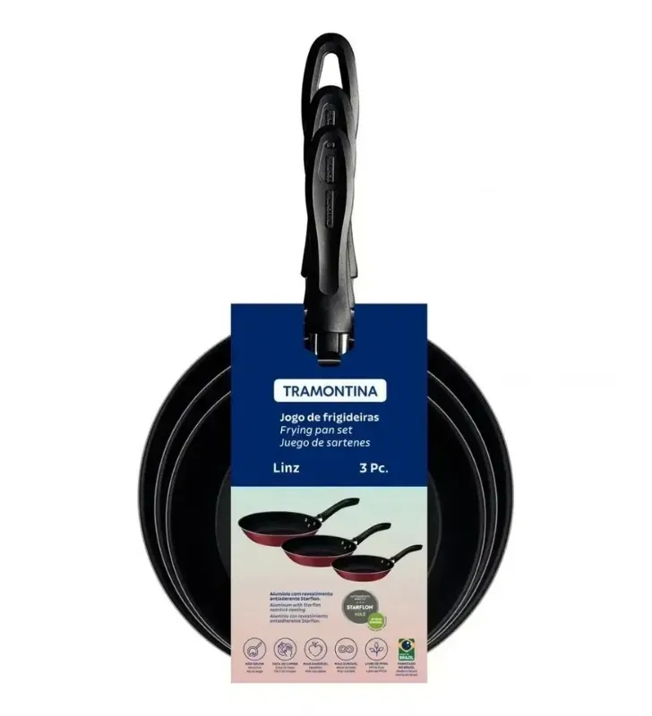 Juego de Sartenes 3 Piezas Linz Rojo Starflon Max 20297/509 | Tramontina