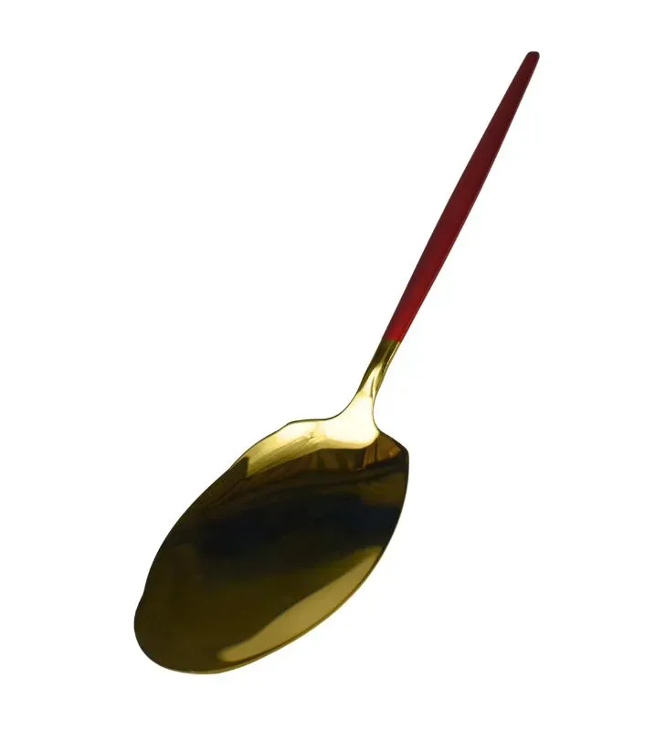 Cuchara de Servicio Roja con Acero Inoxidable Dorado 30 cm
