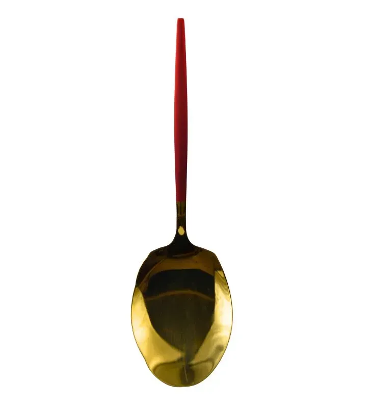 Cuchara de Servicio Roja con Acero Inoxidable Dorado 30 cm