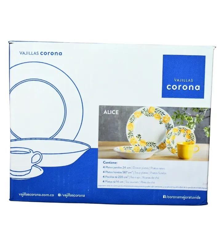 Vajilla Corona Alice 16 Piezas (4 Puestos) | VL12F040116