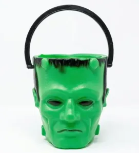 Cubeta Dulcero Frankenstein Halloween | Plástico P.A.D. Verde