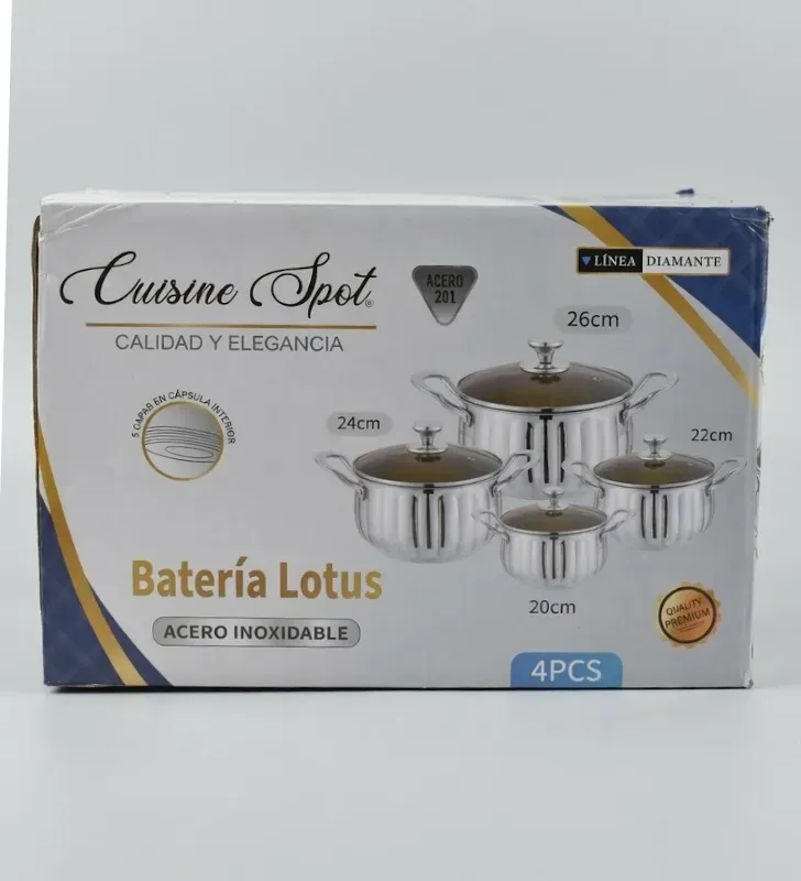 Batería de Cocina Acero Inoxidable Lotus 4 Pzas | Cuisine Spot
