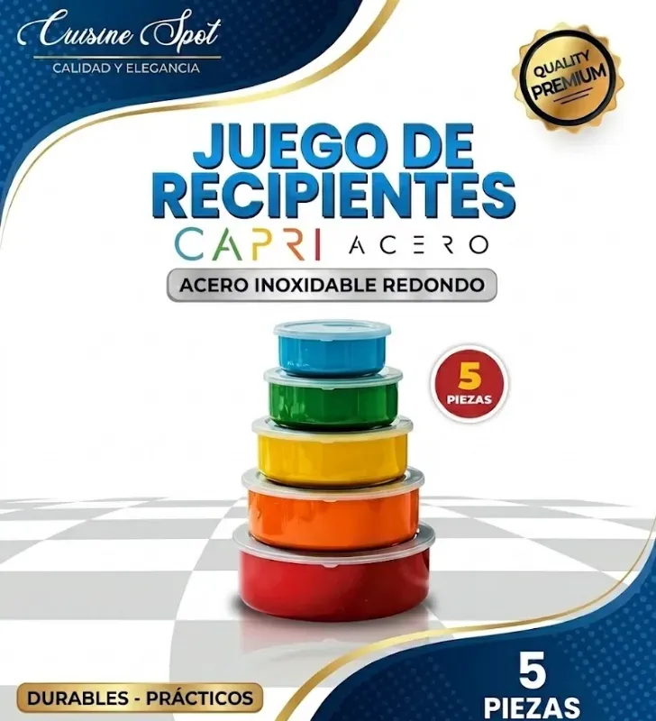 Set de Recipientes Acero Inoxidable 5 Pzas Capri B32 | Cuisine Spot