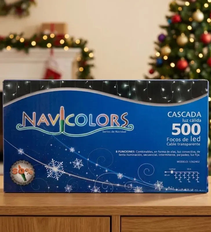Serie Cascada 500 LED Luz Cálida 10m Cable Transparente L562402 | Navicolors