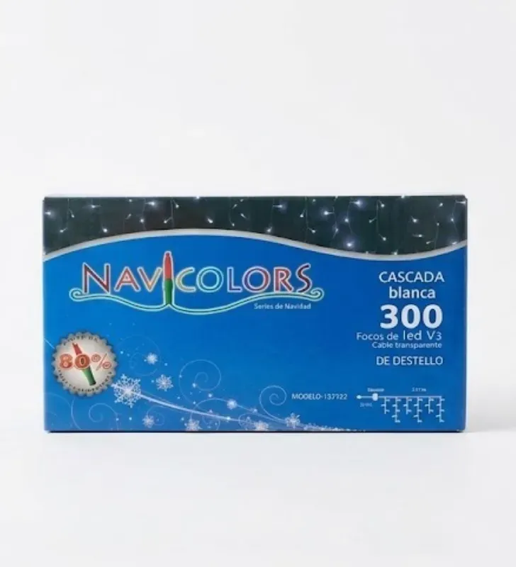 Serie Cascada 300 LED V3 Blanca Frío 3.75m Cable Transparente L573122 | Navicolors