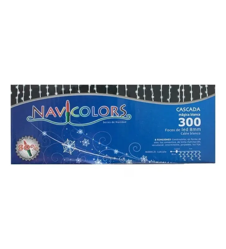 Serie Cascada 300 LED Blanca Fría 6m Cable Blanco L562369 | Navicolors