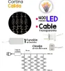 Cortina 400 LED Luz Cálida con Destellos 3x1.5m Cable Transparente L573118 | Navicolors