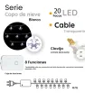 Serie 20 Copos de Nieve LED Blanco Frío 4m Cable Transparente L573135 | Navicolors