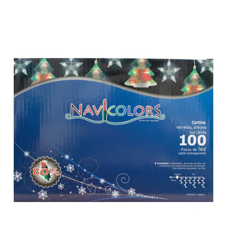Cortina 100 LED Luz Cálida Figuras Árbol Navideño 3m L573160 | Navicolors