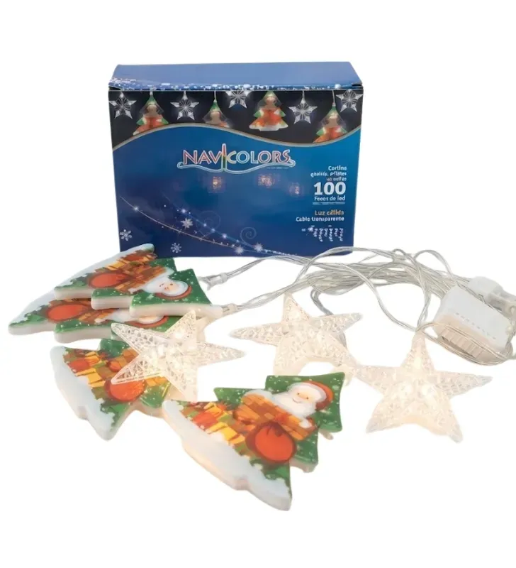 Cortina 100 LED Luz Cálida Figuras Árbol Navideño 3m L573160 | Navicolors