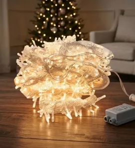 Cortina 800 LED Luz Cálida con Flash 3x3m Cable Transparente L573121 | Navicolors