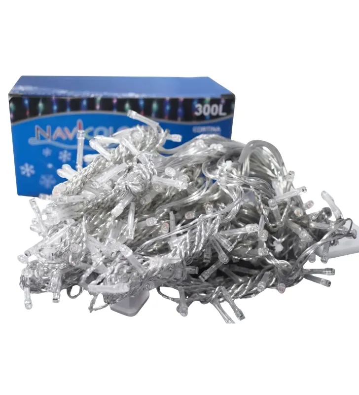 Cortina 400 LED Multicolor con Flash 3x1.5m Cable Transparente L573116 | Navicolors