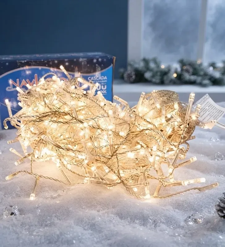 Serie Cascada 500 LED Luz Cálida 10m Cable Transparente L562402 | Navicolors