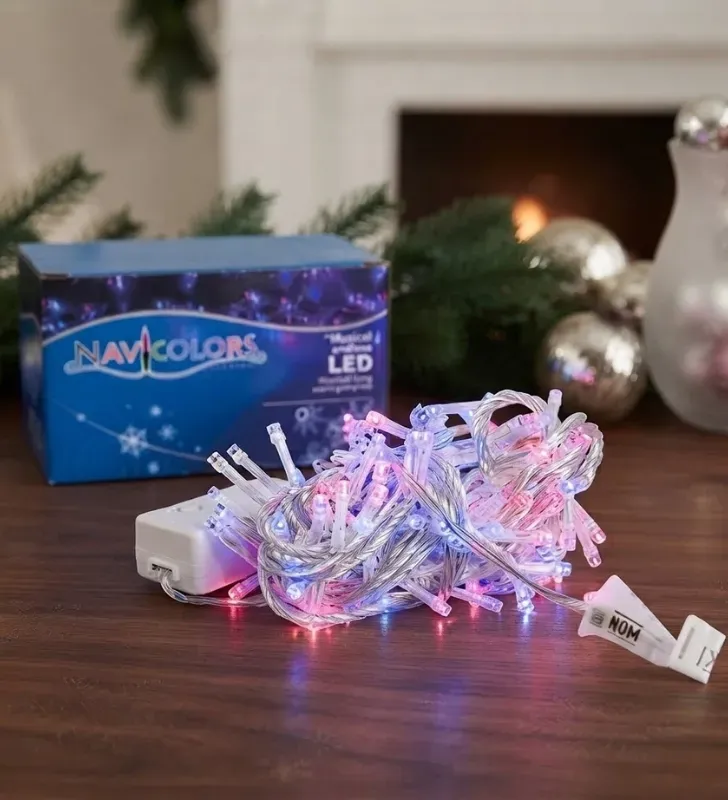 Serie 140 LED Musical Azul-Rosa Cable Transparente L562231 | Navicolors